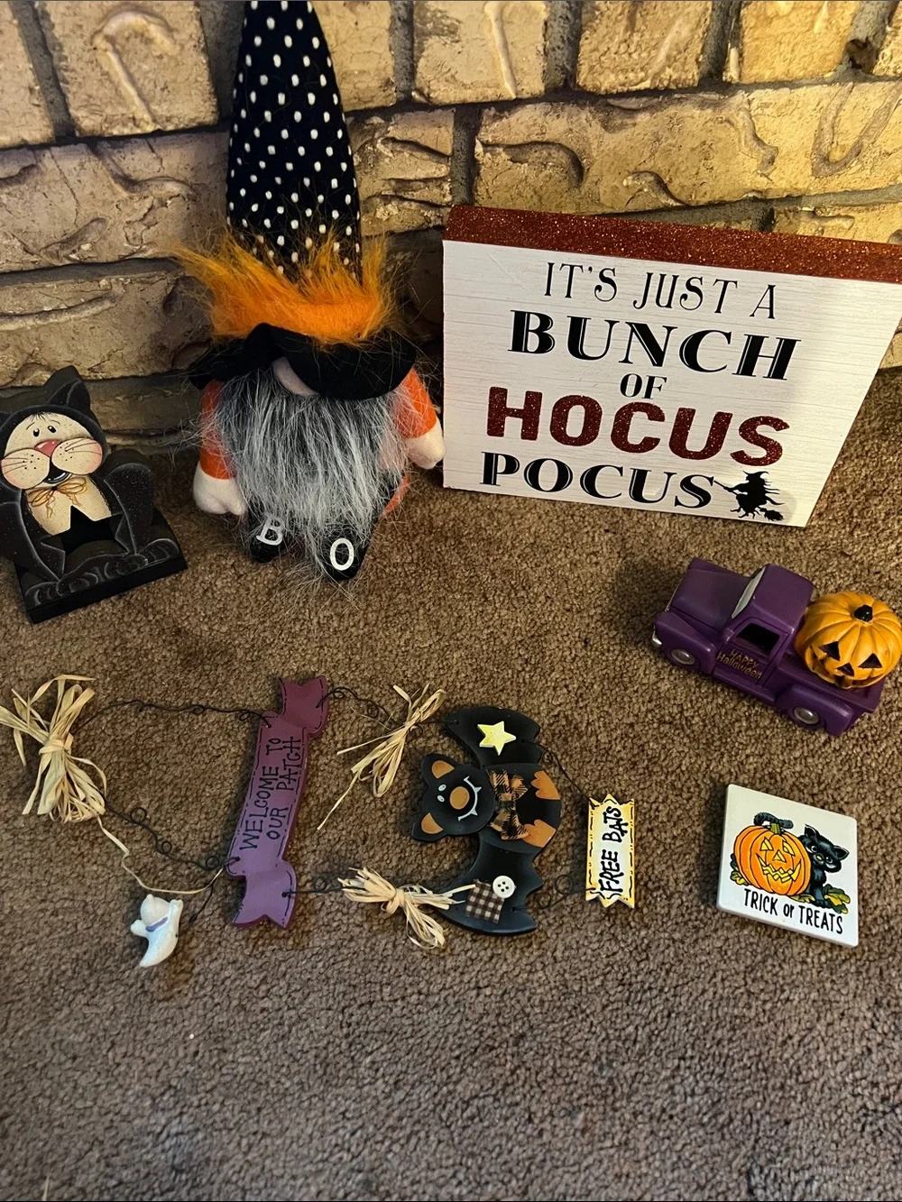 Halloween Gnome Plush with Orange and Black Hat - Home Accents
